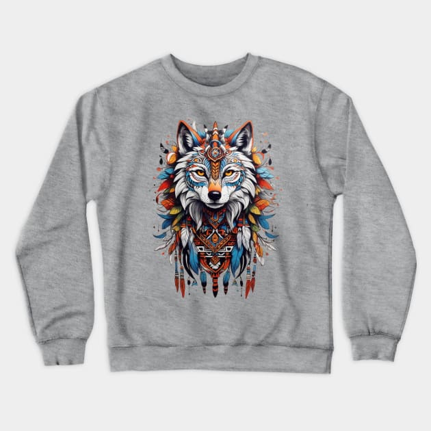 Tribal Wolf Two Crewneck Sweatshirt by ginkelmier@gmail.com